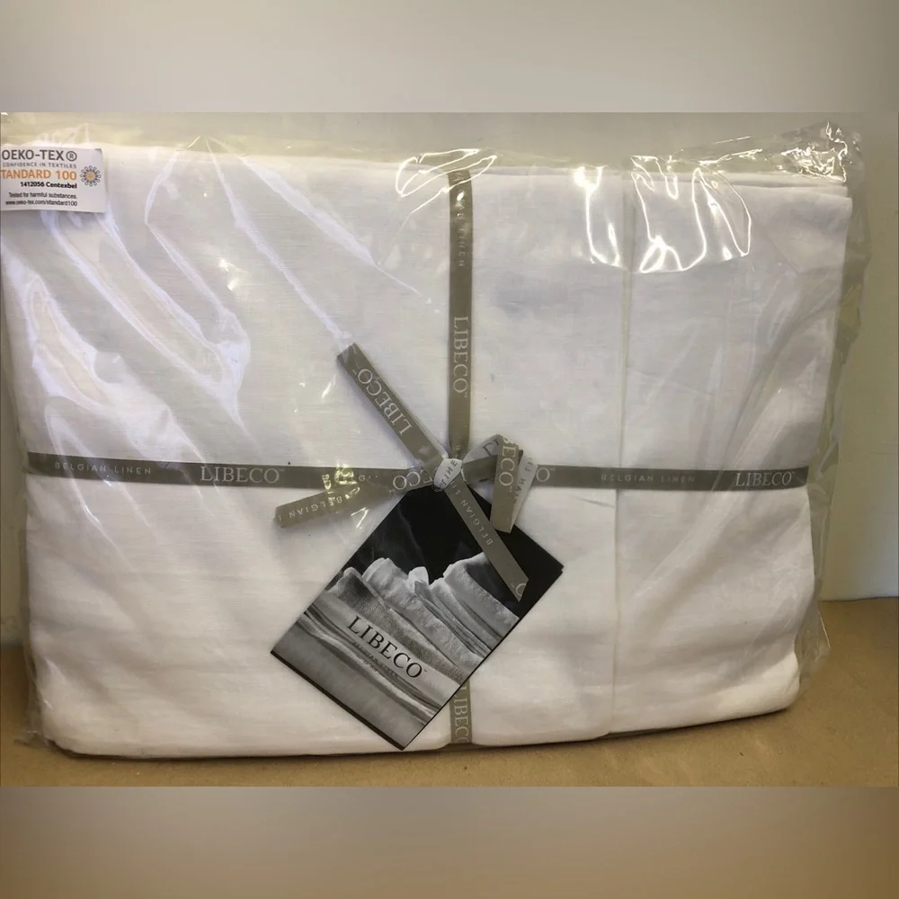 Libeco Home King Duvet Cover 4 King Shams White Belgian Linen 5 Piece Set